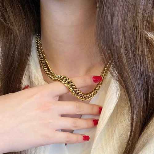 گردنبند کارتیه ژاپنی استیل طلایی
