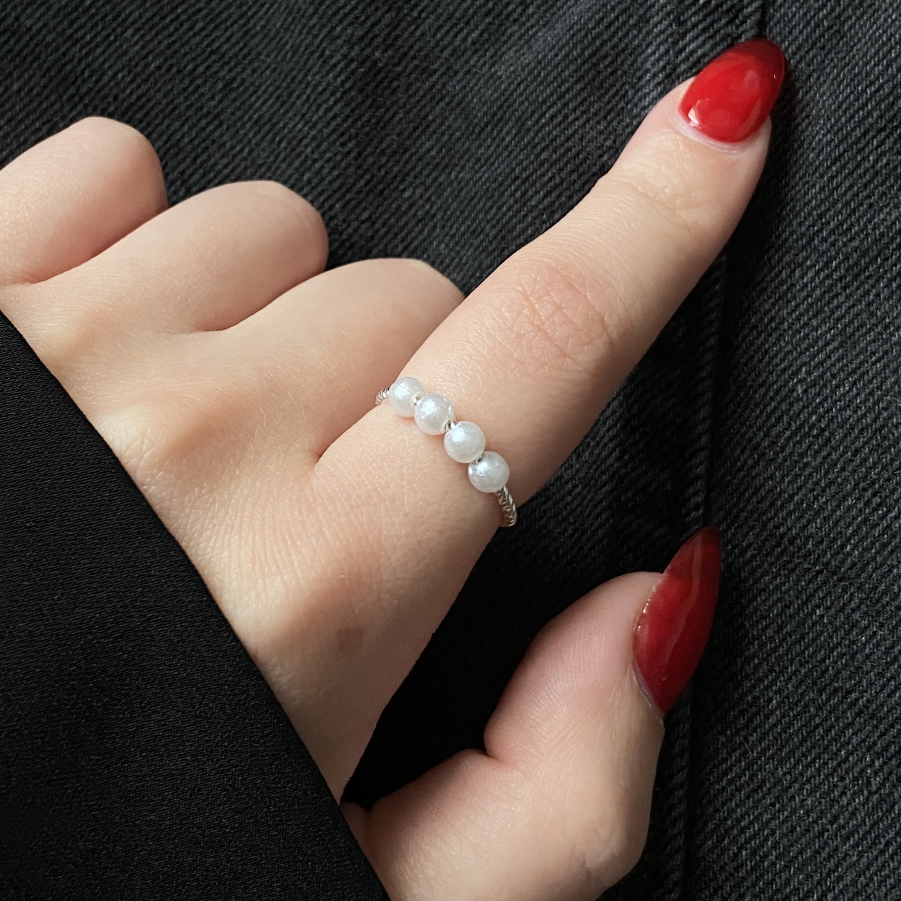 انگشتر ضد استرس نقره مروارید کد ۲۰